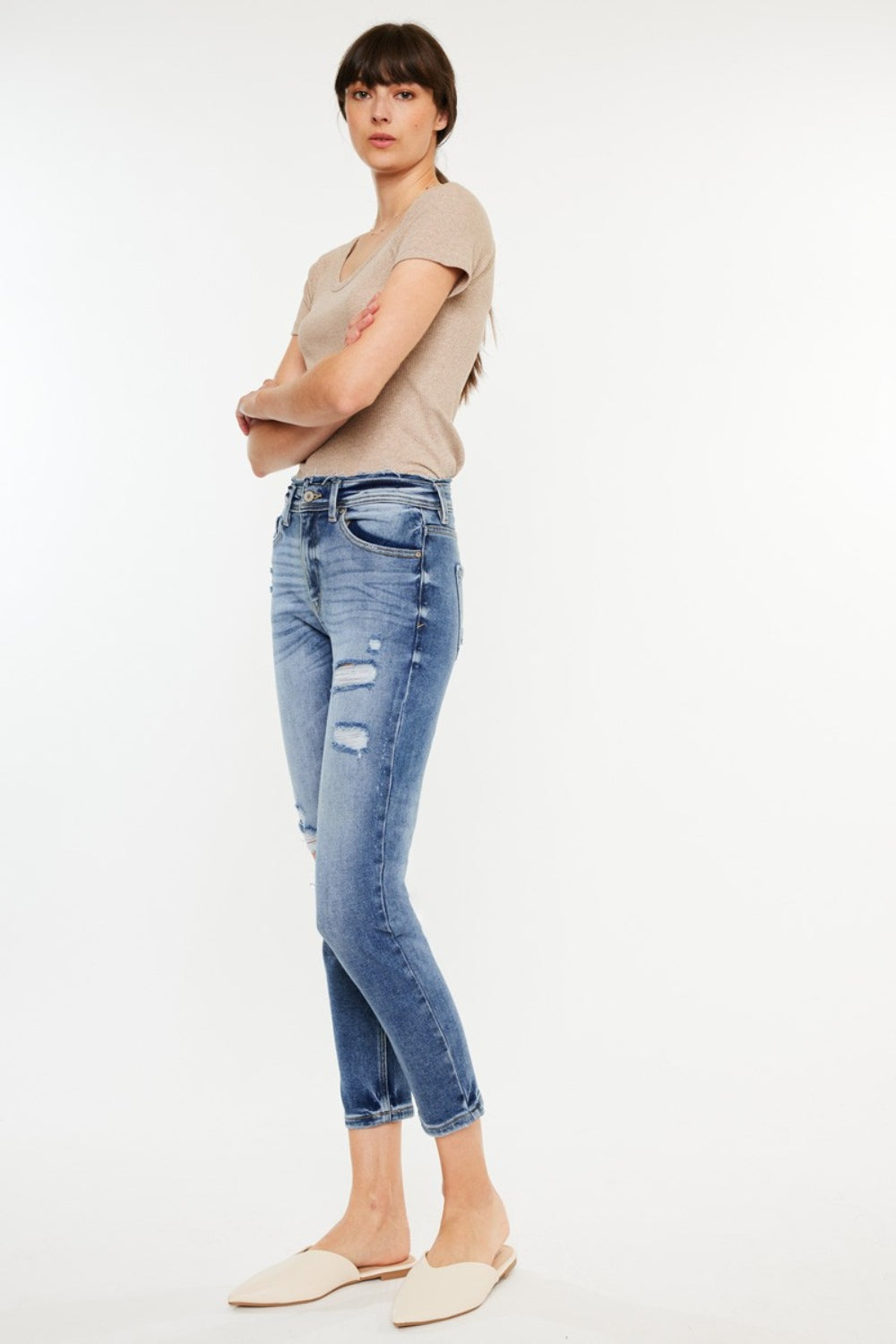 Kancan High Rise Distressed Mom Jeans-2