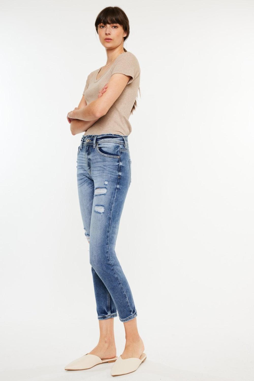 Kancan High Rise Distressed Mom Jeans-2
