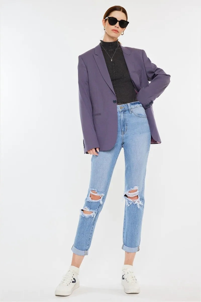 Kancan High Rise Distressed Mom Jeans-2