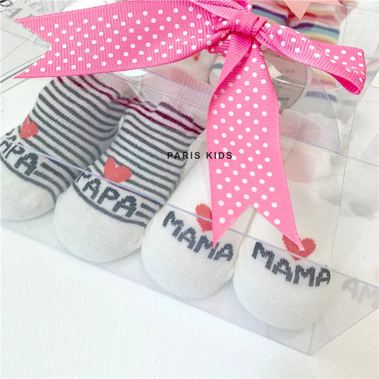 I Love Dad and Mom Newborn Socks