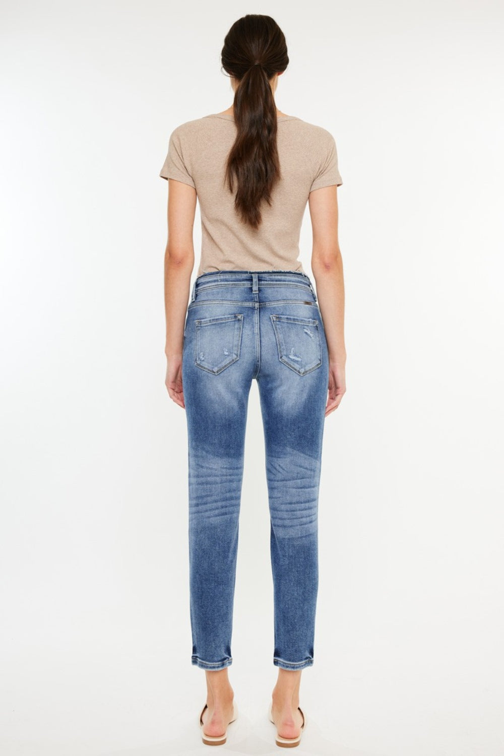 Kancan High Rise Distressed Mom Jeans-1