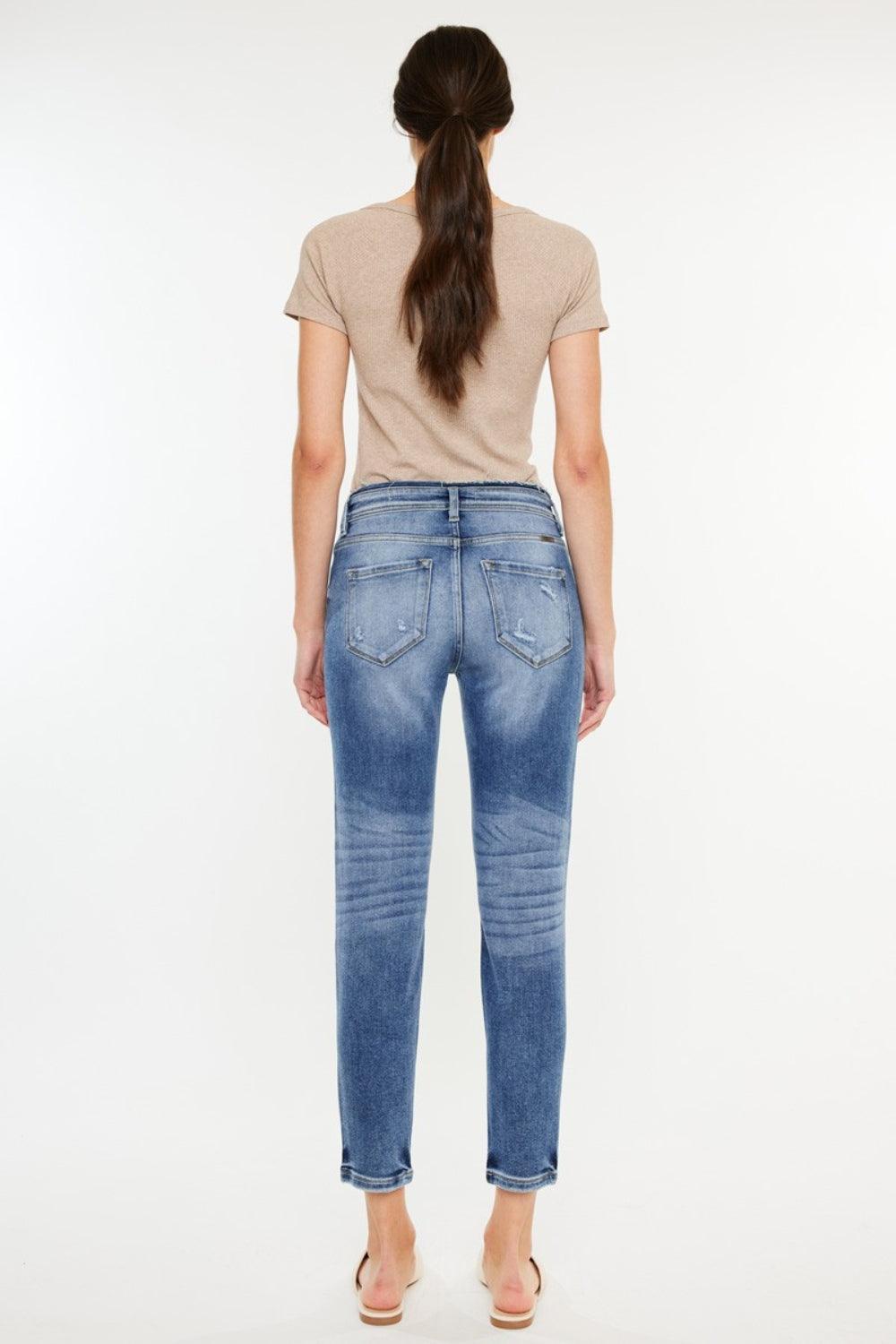 Kancan High Rise Distressed Mom Jeans-1