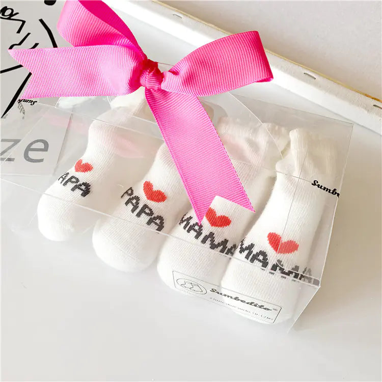 I Love Dad and Mom Newborn Socks